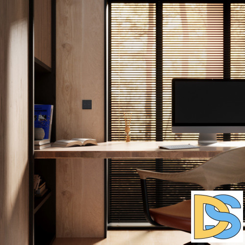 Выключатель встраиваемый VOLTUM S70 для жалюзи 10А, (черный матовый)