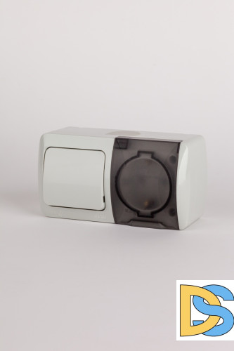 Выключатель + розетка с заземлением ELBI Eva 554-011500-920