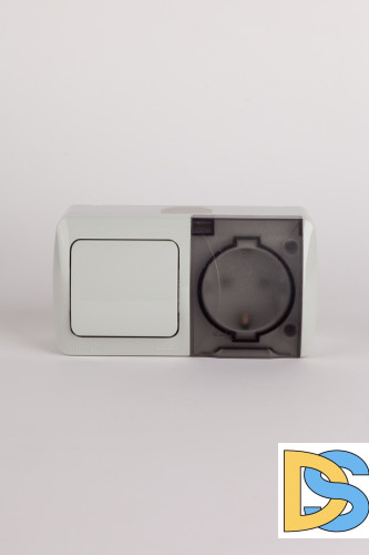 Выключатель + розетка с заземлением ELBI Eva 554-011500-920