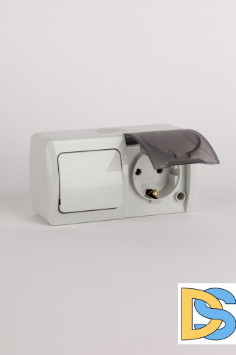Выключатель + розетка с заземлением ELBI Eva 554-011500-920