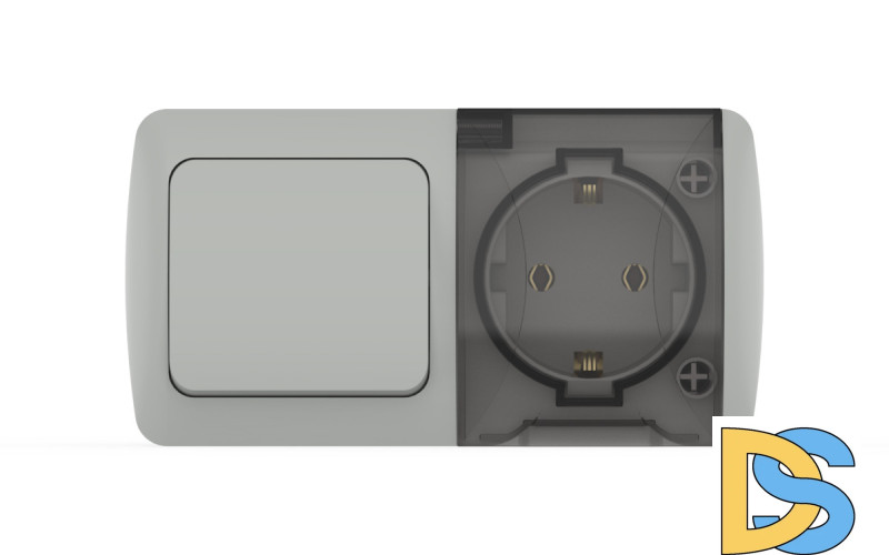 Выключатель + розетка с заземлением ELBI Eva 554-011500-920