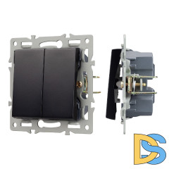 Механизм выключателя двухклавишный проходной Arlight SWT-MKP2-PL-BK (250V, 16A) 043728