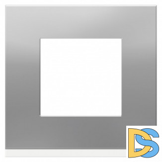 Рамка 1-ая (одинарная), Алюминий матовый/Белый, серия Unica Pure, Schneider Electric