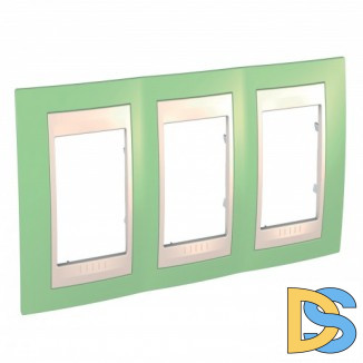 Рамка 3-ая (тройная), Зеленое яблоко/Бежевый, серия Unica, Schneider Electric