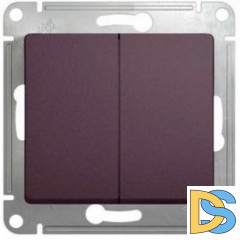 Выключатель 2-клавишный проходной (с двух мест), Сиреневый туман, серия Glossa, Schneider Electric