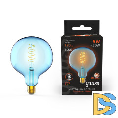 Лампа светодиодная диммируемая филаментная Gauss E27 5W 1800K шар синий 1013802105