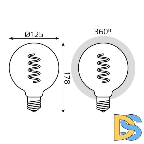 Лампа светодиодная диммируемая филаментная Gauss E27 5W 1800K шар синий 1013802105