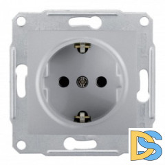 Розетка 1-ая электрическая, с заземлением, Алюминий, серия Sedna, Schneider Electric