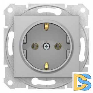 Розетка 1-ая электрическая, с заземлением, Алюминий, серия Sedna, Schneider Electric