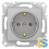 Розетка 1-ая электрическая, с заземлением, Алюминий, серия Sedna, Schneider Electric
