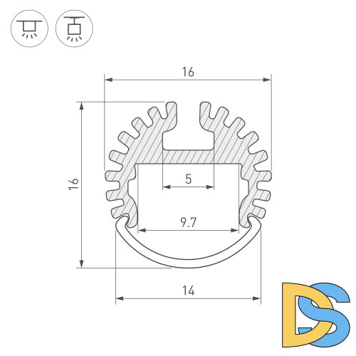 Алюминиевый профиль Arlight ARH-ROUND-D16-2000 ANOD 039217
