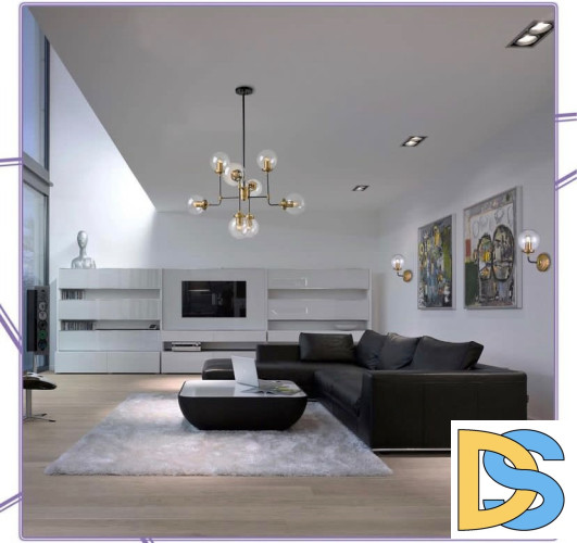 Люстра на штанге Elvan LU-171/8-E27-Bk-Gl