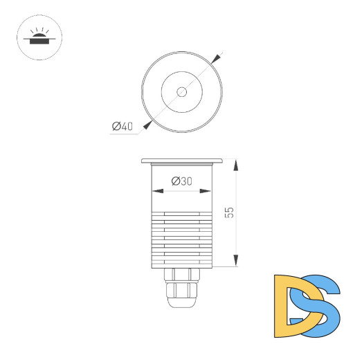Грунтовый светильник Arlight ART-GROUND-R40-3W Warm3000 (SL, 36 deg, 24V) 048820