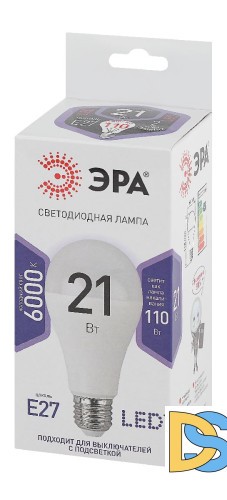 Лампа светодиодная Эра E27 21W 6000K LED A65-21W-860-E27 Б0035333
