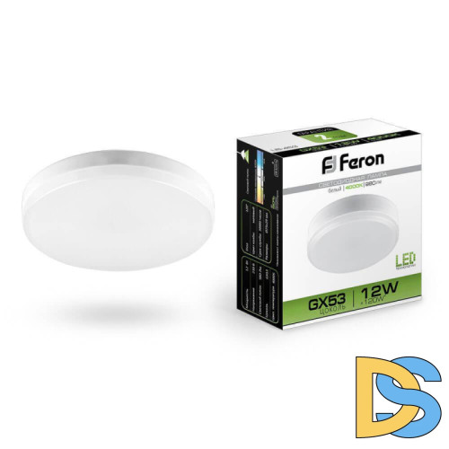 Лампа светодиодная Feron GX53 12W 4000K Таблетка Матовая LB-453 25835