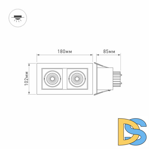 Встраиваемый светильник Arlight CL-KARDAN-S180x102-2x9W Day 024138