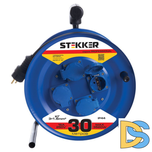 Удлинитель на металлической катушке 4-местный Stekker PRF02-31-30 30м 39786
