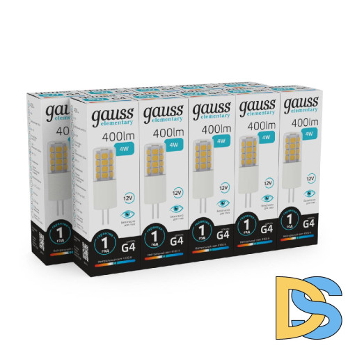 Лампа светодиодная Gauss G4 4W 4100К прозрачная 10724