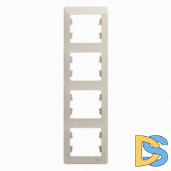 Рамка 4-ая (четверная) вертикальная, Молочный, серия Glossa, Schneider Electric