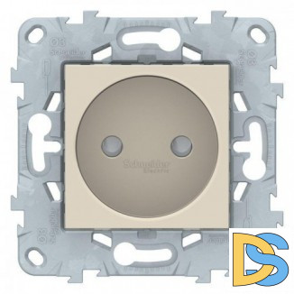 Розетка 1-ая электрическая без заземления с защитными шторками, Бежевый, серия Unica New, Schneider Electric