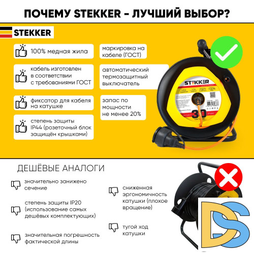 Удлинитель на пластиковой катушке Feron STD02-11-30 39635