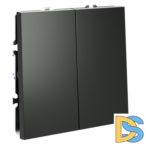 Перекрестный переключатель встраиваемый VOLTUM S70 двухклавишный 10А, (титан)