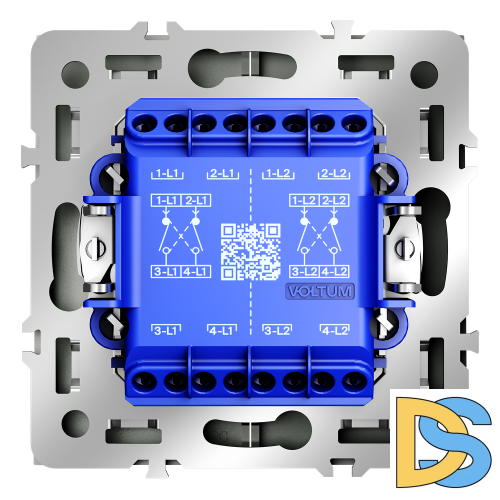 Перекрестный переключатель встраиваемый VOLTUM S70 двухклавишный 10А, (титан)