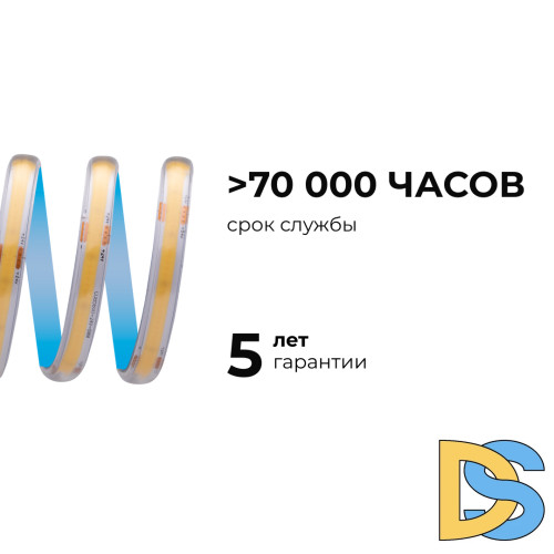 Светодиодная лента Apeyron 24В COB 15Вт/м 4000K 5м IP65 00-490