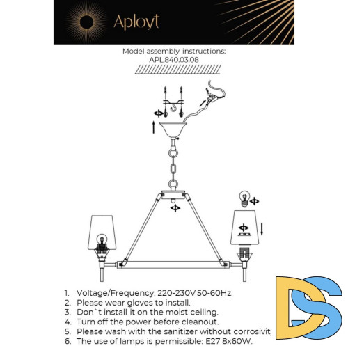 Подвесная люстра Aployt Lyus APL.840.03.08