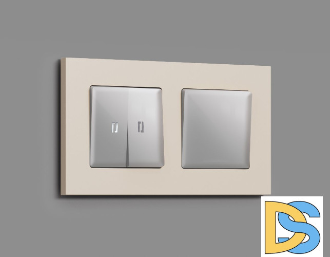 Комплект механизма 2-кл проходного выключателя с подсветкой Ambrella Volt Alfa MA404035