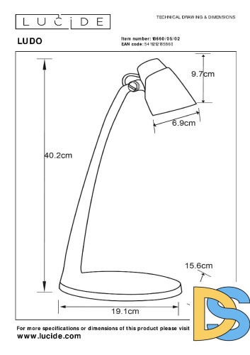 Настольная лампа Lucide Ludo 18660/05/02