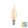Лампа светодиодная филаментная Gauss E14 5W 2700K золотая 104801005