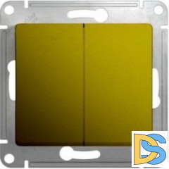 Выключатель 2-клавишный проходной (с двух мест), Фисташковый, серия Glossa, Schneider Electric