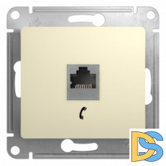 Розетка телефонная 1-ая 4 контакта, RJ-11, Бежевый, серия Glossa, Schneider Electric