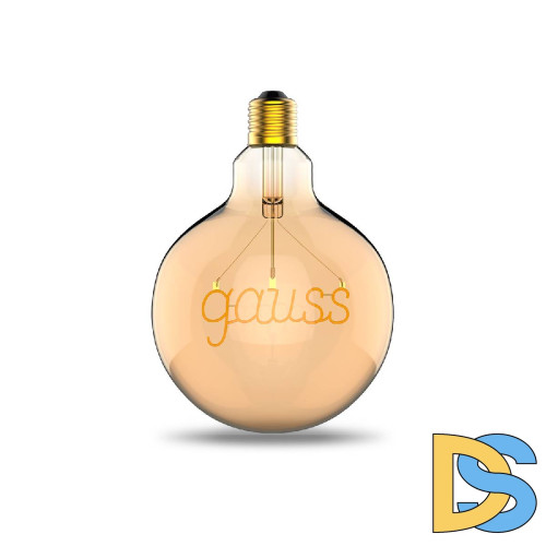 Лампа светодиодная филаментная Gauss E27 2,5W 2000K шар золотой 175802003