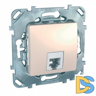 Розетка телефонная 1-ая 4 контакта, RJ-11, Бежевый, серия Unica, Schneider Electric