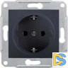 Розетка 1-ая электрическая, с заземлением, Графит, серия Sedna, Schneider Electric