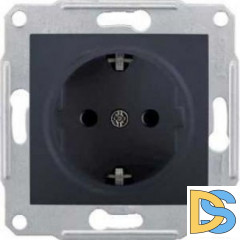Розетка 1-ая электрическая, с заземлением, Графит, серия Sedna, Schneider Electric