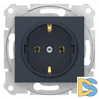 Розетка 1-ая электрическая, с заземлением, Графит, серия Sedna, Schneider Electric