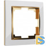 Рамка на 1 пост (белый/золото) W0011933
