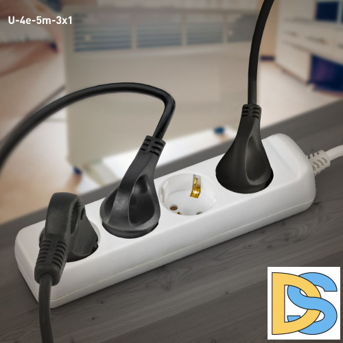 Удлинитель электрический Эра U-4e-5m-3x1 Б0028375