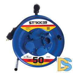Удлинитель на металлической катушке 4-местный Stekker PRF02-31-50 50м 39787