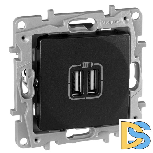 Розетка 2хUSB Legrand Etika антрацит 672694