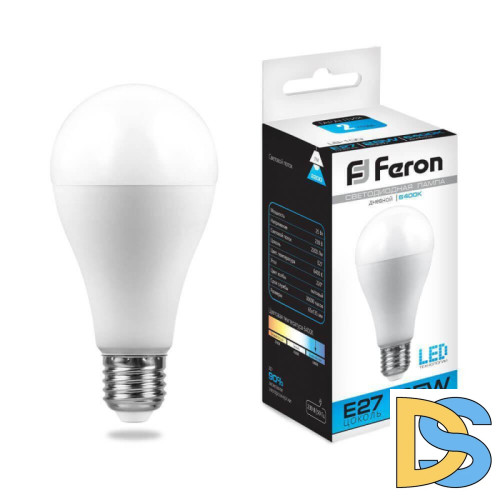 Лампа светодиодная Feron E27 25W 6400K Шар Матовая LB-100 25792