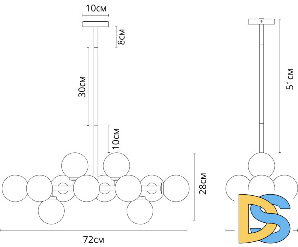 Люстра на штанге Arte Lamp Bolla-piccolo A3988SP-12AB