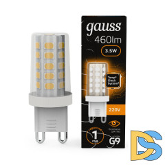 Лампа светодиодная Gauss G9 3,5W 3000К прозрачная 107009105