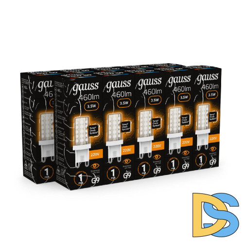 Лампа светодиодная Gauss G9 3,5W 3000К прозрачная 107009105