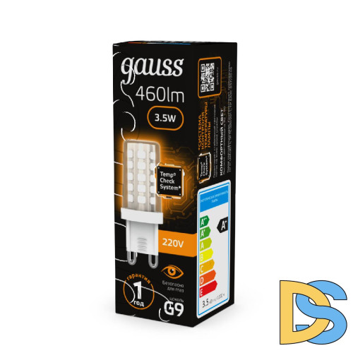 Лампа светодиодная Gauss G9 3,5W 3000К прозрачная 107009105