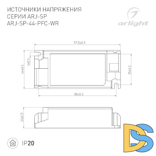 Блок питания Arlight ARJ-SP-44-PFC-WR (44W, 3-45V, 0.3-1.05A) 048715
