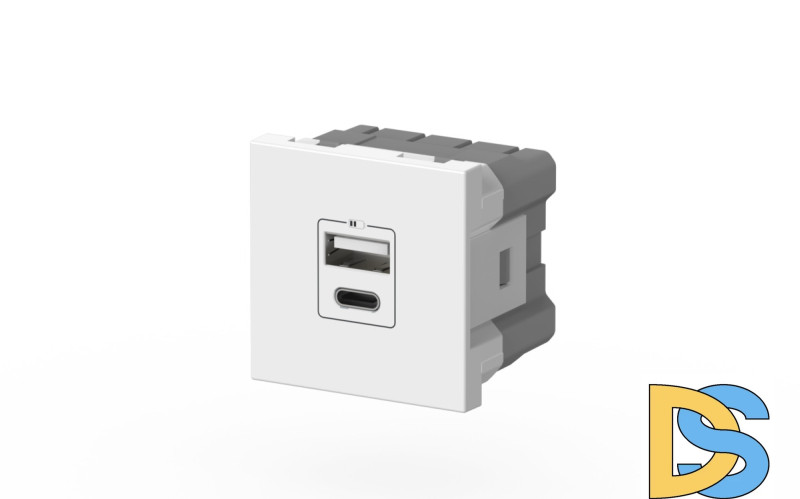 Розетка зарядного устройства Type A+C с заземлением 5V 2,4A ELBI Moda Vox 611-040232-335